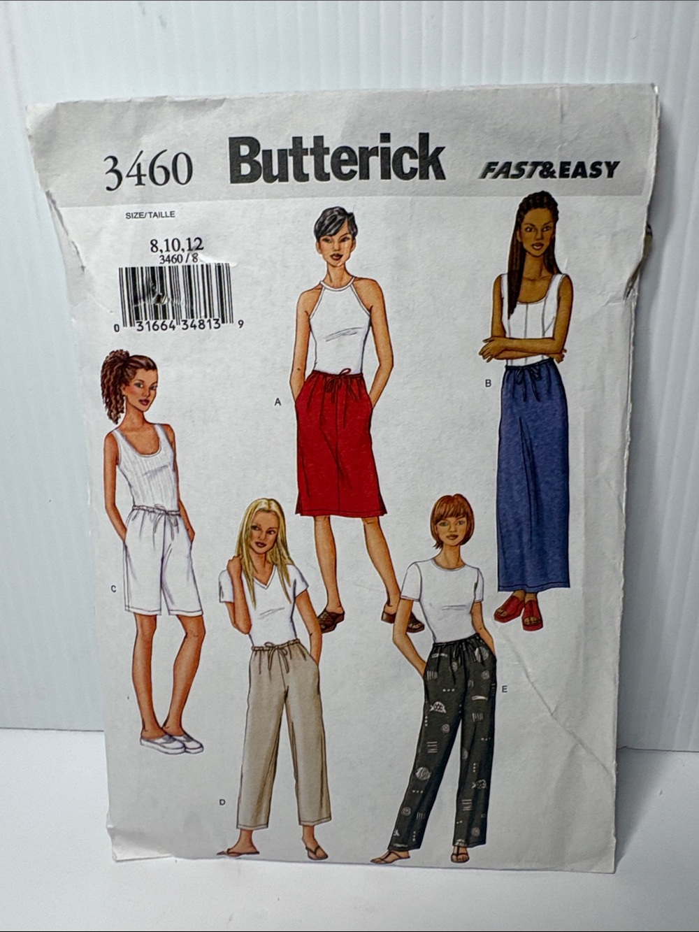Butterick 3460 Sewing Patterns Y2K Pants & Shorts sizes 8,10,12